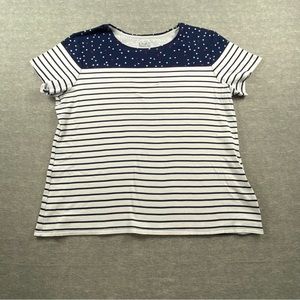 Croft & Barrow Womens Petite The Classic Tee Striped‎ & Polka Dot Blouse Size PM